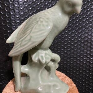 Andrea By Sadek Pale Green Ceramic Parrot Sculpture